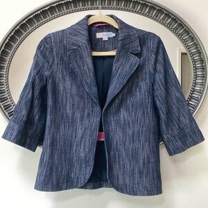 Boden Navy Heathered Cotton Blazer 6